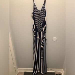 Navey and white Striped romper